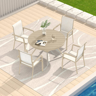 5-Piece Outdoor Dining Set with 4 Stackable Metal Chairs & 40.6" Round Metal Table