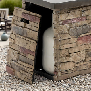 42" Propane Gas Fire Pit Table, 50000 BTU Rectangular Concrete Fire Pit for Outside Patio Deck Garden Backyard