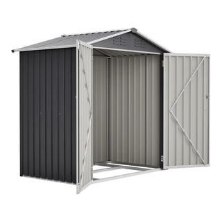 6x4 FT Metal Outdoor Storage Shed – Waterproof Steel Garden Tool Shed with Lockable Door