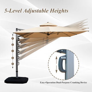 Aluminum Cantilever Patio Umbrella with Tilt Function – Outdoor Offset Market Umbrella for Backyard, Deck & Pool (Base Not Included)