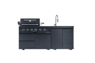 46" Outdoor Kitchen Island with 4-Burner 72,000 BTU Grill, Side Burner, Sink, Rotisserie & Granite Countertop
