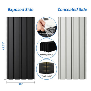 42.5" Galvanized Metal Roof Panels (20-Pack), Heavy-Duty Waterproof Steel Roofing Sheets for Sheds, Garages, Patio & Outdoor Structures – Gray