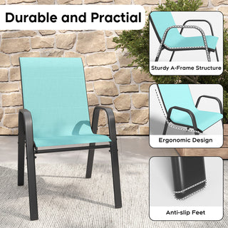6-Piece Outdoor Patio Dining Chairs Set, Ergonomic Wide Seats, Waterproof Teslin Fabric & Rust-Resistant Metal Frame, 350 lbs Capacity