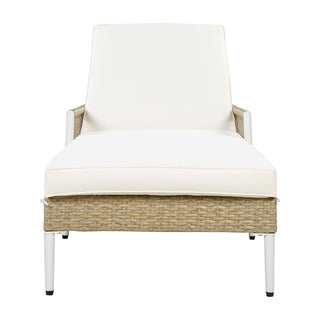 Outdoor PE Rattan Chaise Lounge, All-Weather Wicker Patio Lounge Chair with 6-Position Adjustable Backrest, Modern Sun Lounger for Poolside