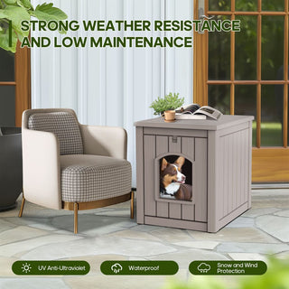 Dog House for Small to Large Sized Dogs, Outdoor and Indoor Doghouse with Durable Weatherproof Resin, Multi-Functional Pet House(Black, Medium)