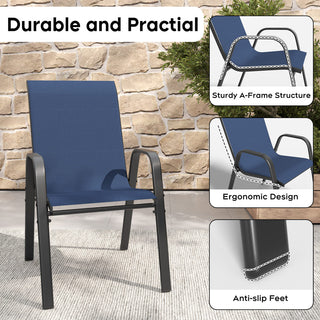 6-Piece Outdoor Patio Dining Chairs Set, Ergonomic Wide Seats, Waterproof Teslin Fabric & Rust-Resistant Metal Frame, 350 lbs Capacity