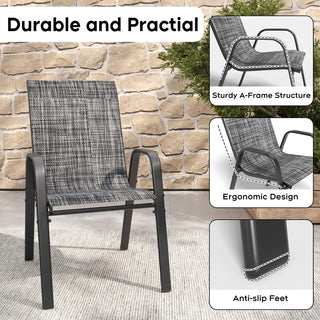 6-Piece Outdoor Patio Dining Chairs Set, Waterproof Teslin Fabric Chairs with Rust-Resistant Metal Frame, 350 lbs Weight Capacity,