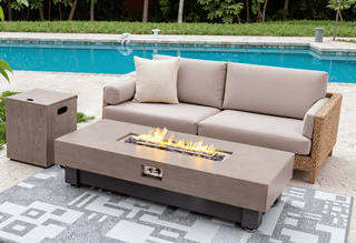 60-INCH FIRE PIT TABLE,Wood Outdoor Gas Fire Pit Table with Rain cover,Rectangular Heater for Patio, Backyard, Deck, Outdoor Modern Patio Fire Pit