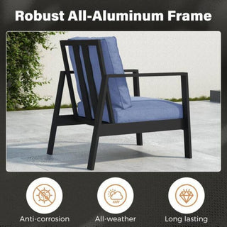 75" All-Weather Aluminum 3-seat Patio Sofa with Thick Cushions & Frame