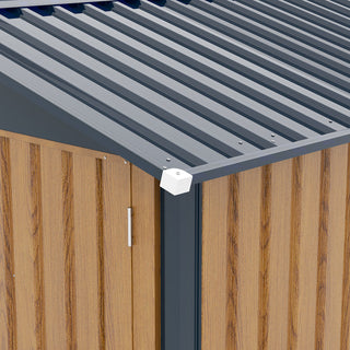 6x8 FT Outdoor Steel Storage Shed with Clear Window, Lockable Doors, Compact Metal Tool Shed for Garden, Backyard, Patio, Utility, and Bike Storage,Yellow/Grey