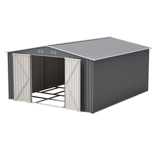 12 x 14 FT Outdoor Metal Storage Shed, Heavy-Duty Garden Tool Shed with Lockable Double Doors, Waterproof Yard Storage Building for Patio, Backyard & Lawn
