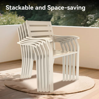 7-Piece Outdoor Patio Dining Set with 6 Stackable Metal Chairs & 52.95" Round Table for Lawn, Garden & Backyard