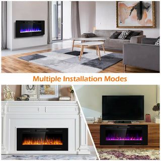 30/36/42/50/60-Inch Recessed Ultra Thin Electric Fireplace Heater with Glass Appearance