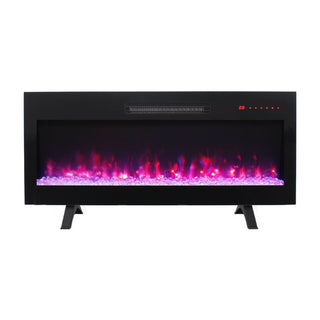 36/42 Inch Ultra-Thin Wall-Mounted Electric Fireplace with Tempered Glass, Multicolor Flames & Remote Control