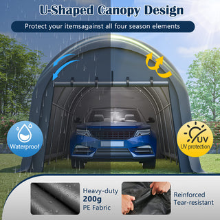 Heavy Duty Anti-Snow 10x20/12x20 FT Carport, Commercial Grade Steel Frame Portable Garage Canopy with Vented Waterproof Roof for Car/Boat/RV Storage