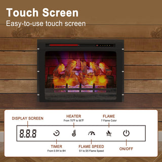 28 Inch Recessed Electric Fireplace Heater – 5120 BTU Built-in Wall Insert