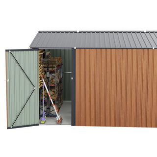 Outdoor Storage Shed 9×11 FT with 3 Lockable Doors,Utility Tool Shed Metal Storage Garden Sheds 4 Vents,Metal Sheds with Galvanized Steel Frame,for Backyard,Patio,Lawn,yellow