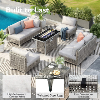 7-Piece Wicker Patio Conversation Set with Thick Cushions & Coffee Table | Outdoor Sectional Sofa for Backyard & Porch