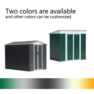 6x4 FT Green Aluminum Garden Shed with Apex Roof & Sliding Door, Outdoor Tool Storage House for Backyard, Patio & Lawn Use