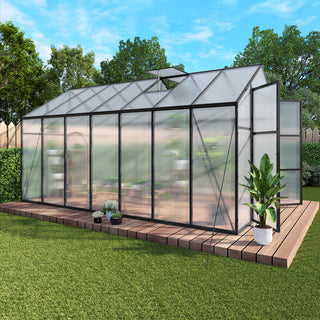 New-Design Walk-In Polycarbonate Greenhouse with Heavy-Duty Aluminum Frame – All-Season Garden & Backyard Greenhouse
