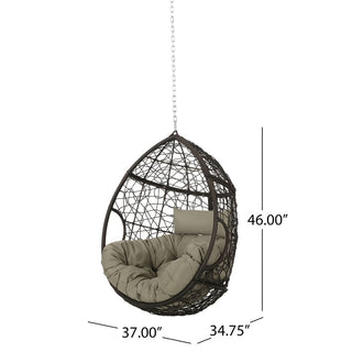 Outdoor Teardrop Swing Chair With Polyethylene Rattan And Cushions