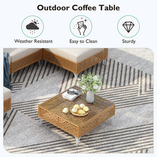 7-Piece Wicker Patio Conversation Set with Thick Cushions & Coffee Table | Outdoor Sectional Sofa for Backyard & Porch