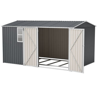 8x12 FT Heavy-Duty Metal Outdoor Storage Shed with Window & 4 Air Vents for Backyard and Garden