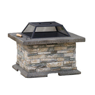 28" Square MGO Propane Fire Pit, Outdoor Gas Fire Table for Patio & Backyard