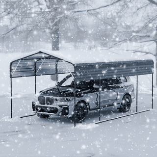 11x19 FT Heavy Duty Metal Carport with Galvanized Steel Roof & Black Powder-Coated Frame for Car, Truck & Outdoor Protection