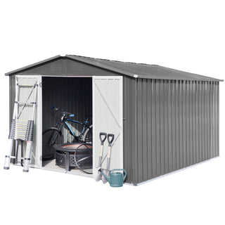 Mondawe 12ft x 10ft Metal Garden Storage Shed, Outdoor Tool Storage House with Double Doors and Air Vents