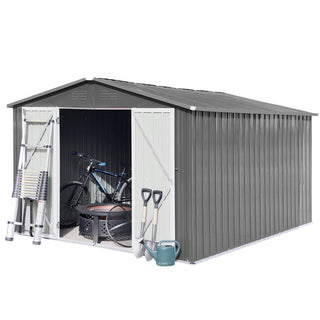Mondawe 12ft x 10ft Metal Garden Storage Shed, Outdoor Tool Storage House with Double Doors and Air Vents