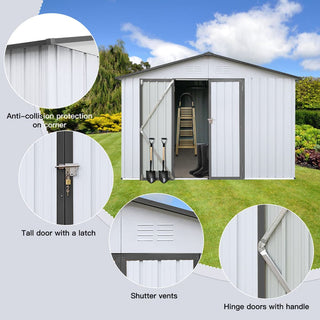 Mondawe 12ft x 10ft Metal Garden Storage Shed, Outdoor Tool Storage House with Double Doors and Air Vents