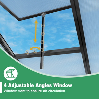 Walk-In Outdoor Polycarbonate Greenhouse with Aluminum Frame – Adjustable Vents, Lockable Door & UV Protection for Backyard