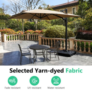 10 Ft Square Large Cantilever Patio Umbrella with 360° Rotation & Tit Adjustment and Heavy Duty Offset Polyester Canopy Deck Umbrella without base