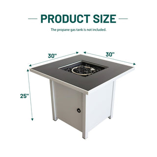 30in White Steel Propane & Natural Gas Fire Pit Table Set – Durable Powder-Coated Finish with Lid, Ideal for Patio, Deck & Backyard Heating