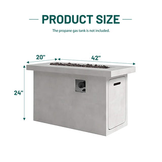 24'' H Concrete Propane/Natural Gas Outdoor Fire Pit Table