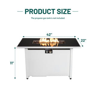 42'' W x 25'' H Steel Outdoor Propane Fire Pit Table with Lid, 50,000 BTU Patio Heating