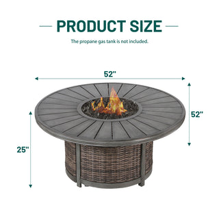 52'' W x 25'' H Propane Outdoor Fire Pit Table, 50,000 BTU Patio Gas Fire Table