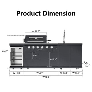 46-Inch 4-Burner 72000 BTU Deluxe Stainless Steel Gas Outdoor Kitchen Bar Barbecue