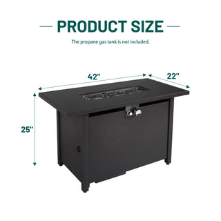 25'' H x 42'' W Steel Outdoor Fire Pit Table with Lid