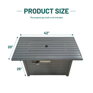 11'' H x 42'' L Steel Propane Outdoor Fire Pit Table with Lid