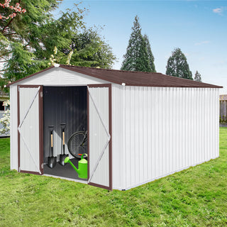 Mondawe 12ft x 10ft Metal Garden Storage Shed, Outdoor Tool Storage House with Double Doors and Air Vents