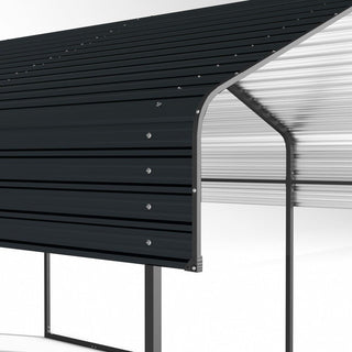 10x15/12x20 FT Heavy Duty Metal Carport with Galvanized Steel Roof and Reinforced Base for Cars, Boats & Trucks