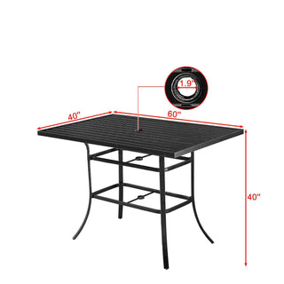 60 Inch Antique Bronze Aluminum Bar-Height Patio Dining Table with Umbrella Hole
