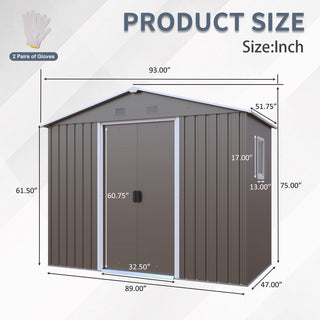 8X4 FT Outdoor Metal Storage Shed with Window and Metal Foundation for Backyard, Patio, Lawn