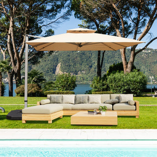 Aluminum Cantilever Patio Umbrella with Tilt Function – Outdoor Offset Market Umbrella for Backyard, Deck & Pool (Base Not Included)