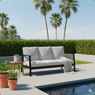 75" All-Weather Aluminum 3-seat Patio Sofa with Thick Cushions & Frame