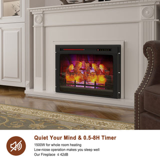 28 Inch Recessed Electric Fireplace Heater – 5120 BTU Built-in Wall Insert