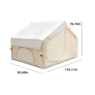 6.3m² Inflatable Glamping Tent, 4-Season Waterproof Air Tent with Clear Skylight, 420D Oxford Fabric, Mesh Windows & Doors