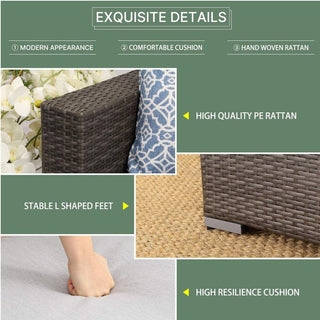 2-Piece All-Weather Outdoor Rattan Patio Furniture Set with 25.2 Inches Width Armless Sofa & Coffee Table